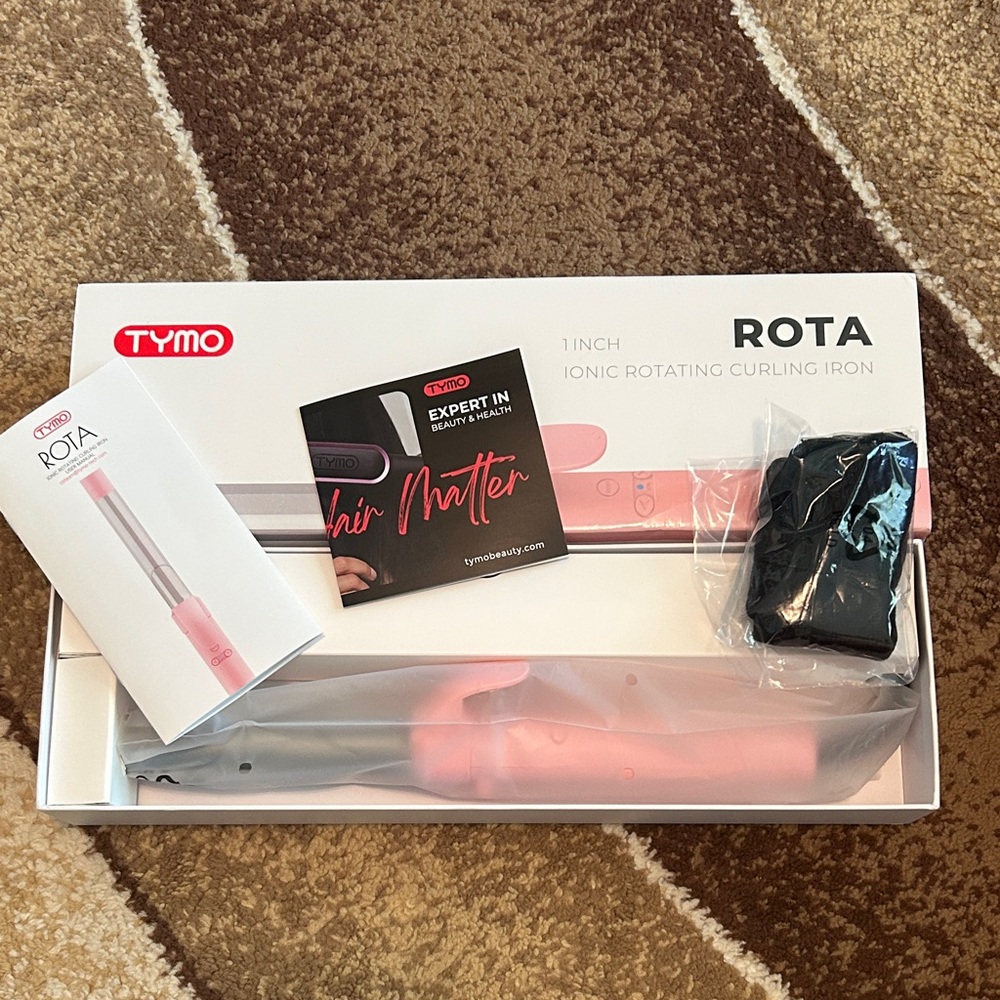 TYMO ROTA 1” Ionic Rotating Pink Curling Iron